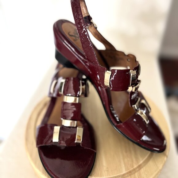 Sofft Women's Patent Leather Marron Open-Toe Sandal- Size 9.5 - Picture 3 of 6